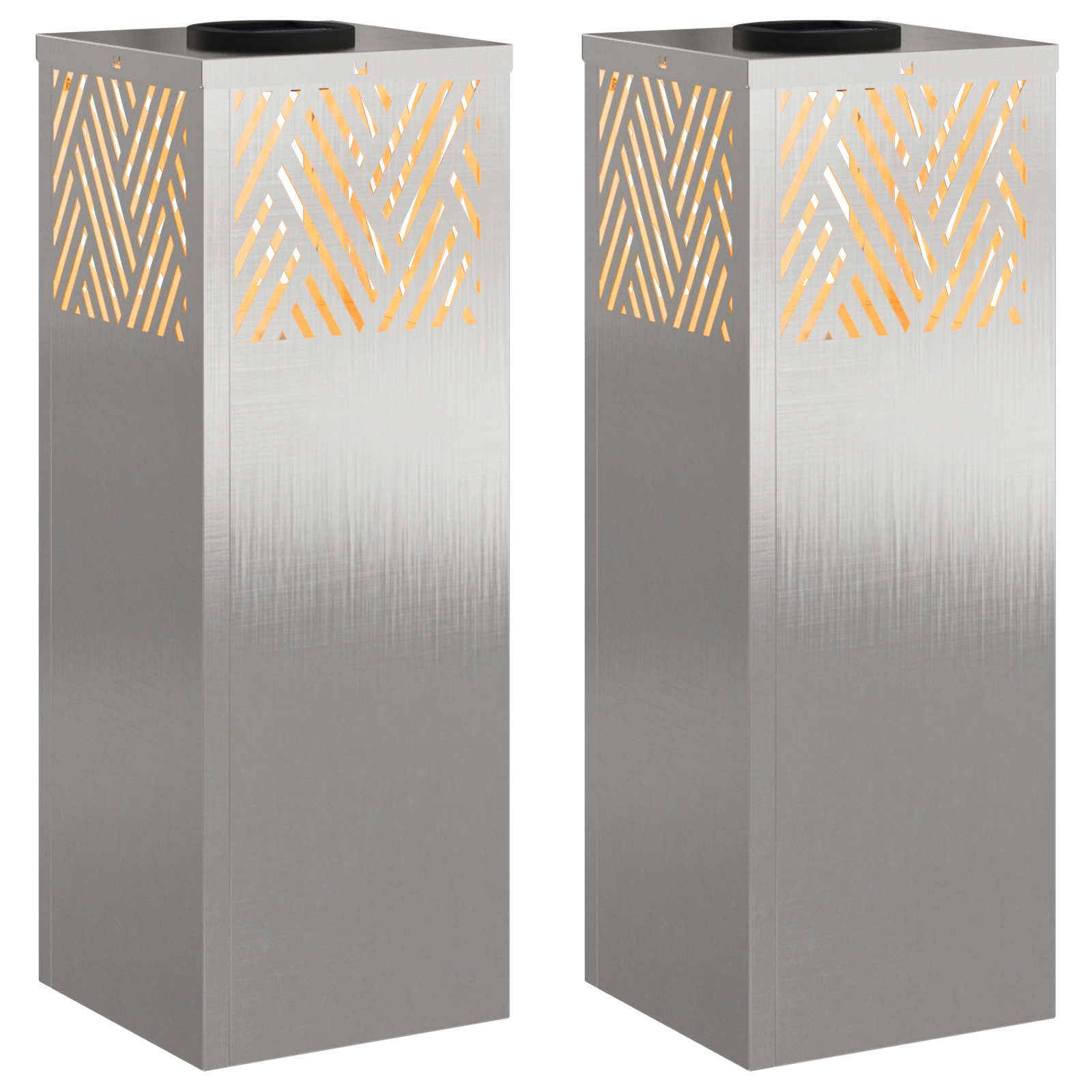 vidaXL Słoneczna LED lampa na ścieżkę 2 pcs Srebrny Stal nierdzewna