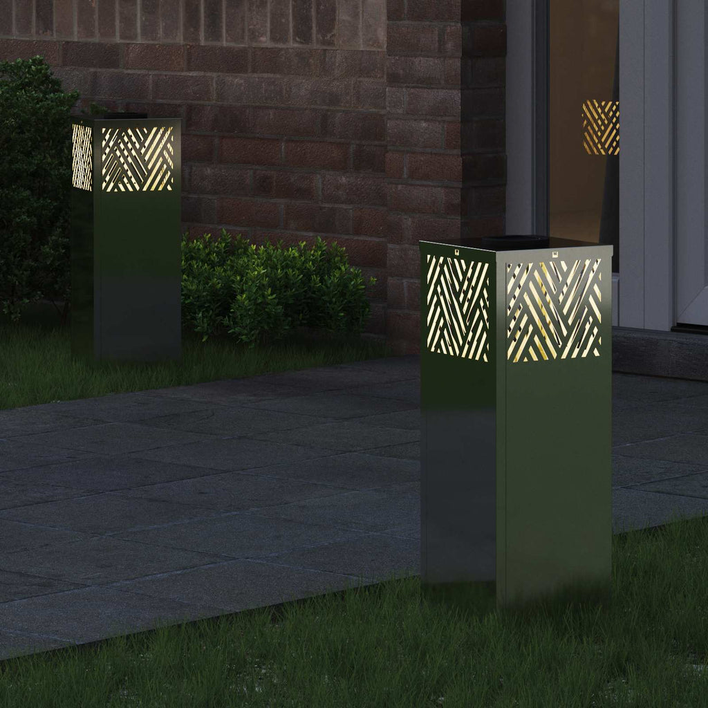 vidaXL Słoneczna LED lampa na ścieżkę 2 pcs Srebrny Galwanizowany