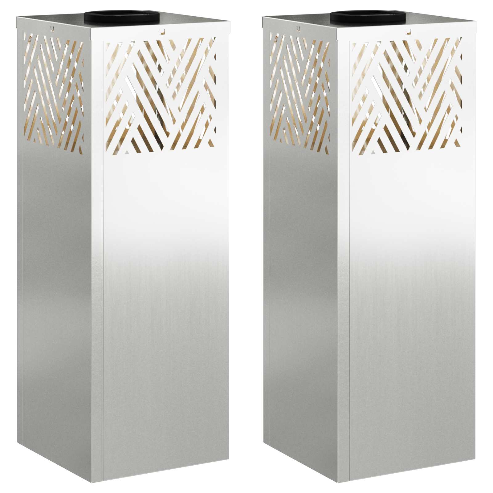 vidaXL Słoneczna LED lampa na ścieżkę 2 pcs Srebrny Galwanizowany