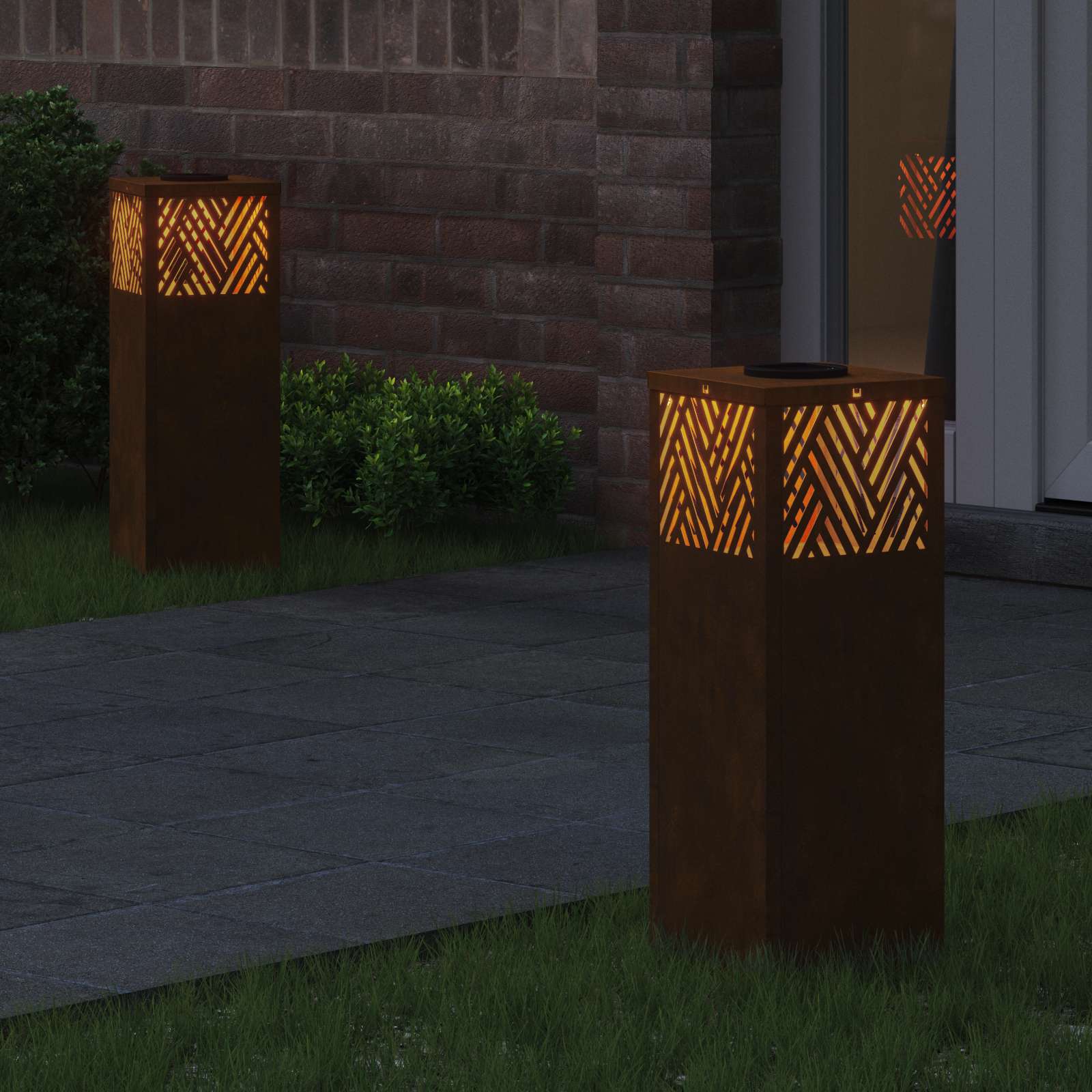 vidaXL Słoneczna LED lampa na ścieżkę 2 pcs kolor bronzu
