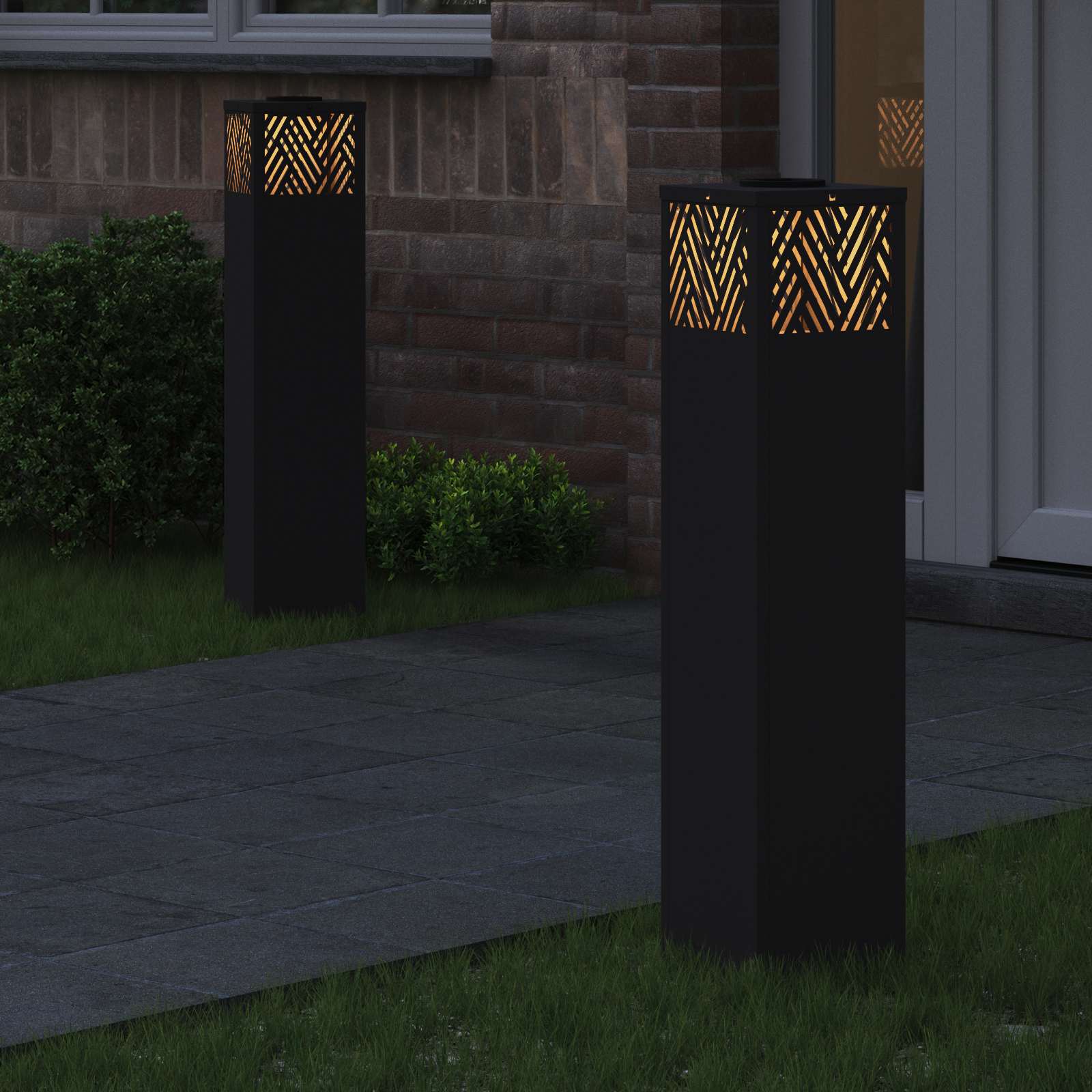 vidaXL Słoneczna LED lampa na ścieżkę 2 pcs Czarny