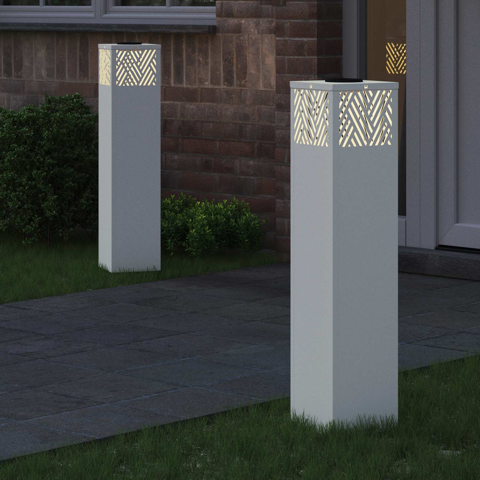 vidaXL Słoneczna LED lampa na ścieżkę 2 pcs Biały