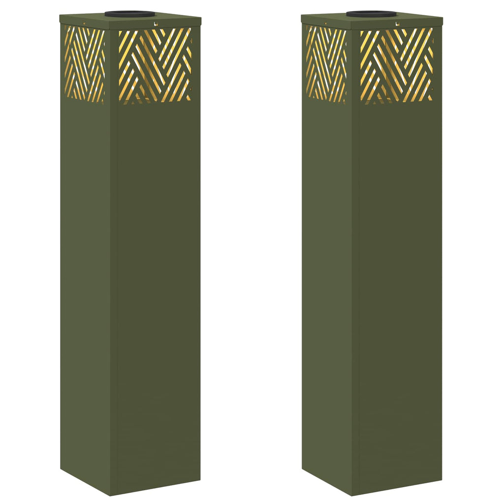 vidaXL Słoneczna LED lampa na ścieżkę 2 pcs Zielony oliwkowy
