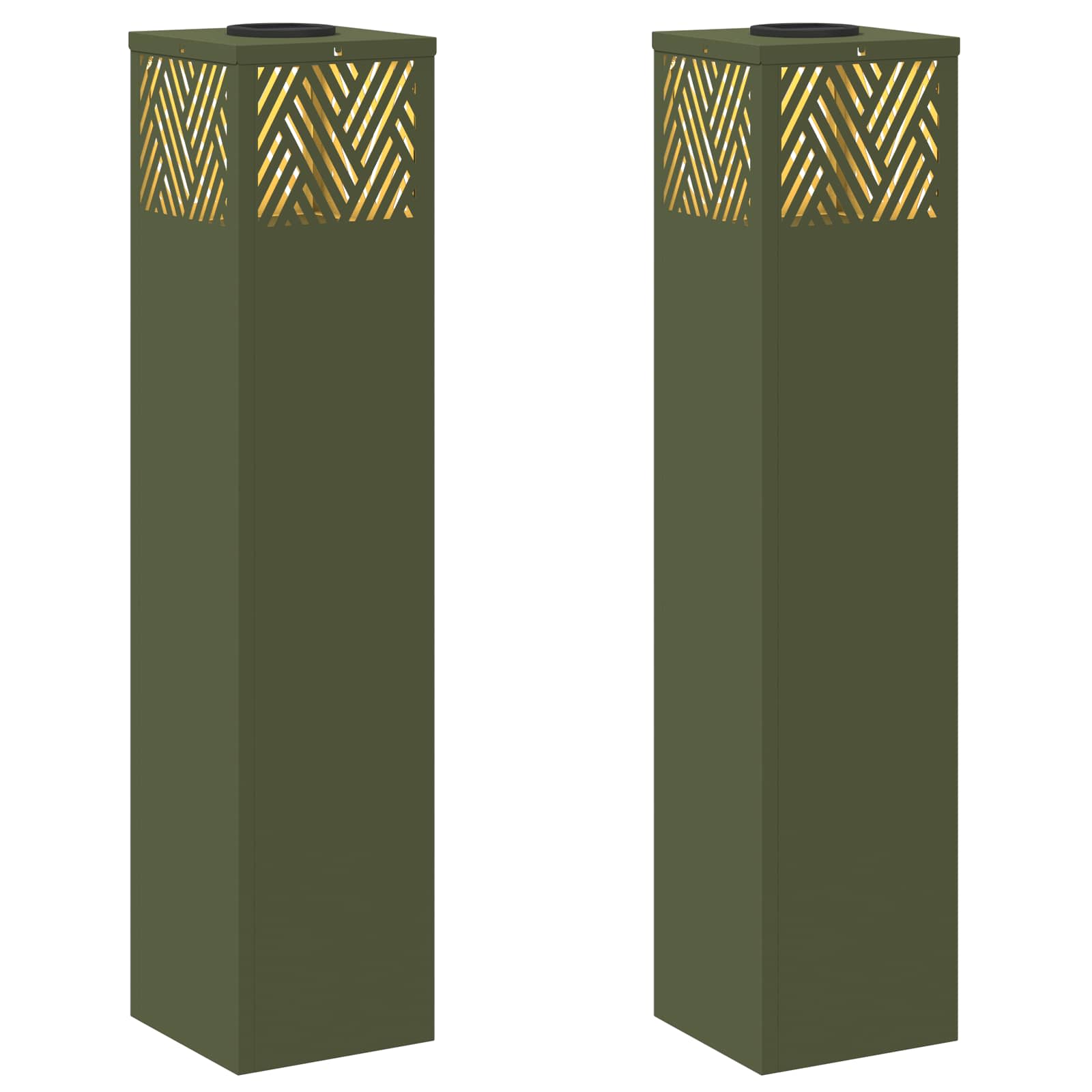 vidaXL Słoneczna LED lampa na ścieżkę 2 pcs Zielony oliwkowy