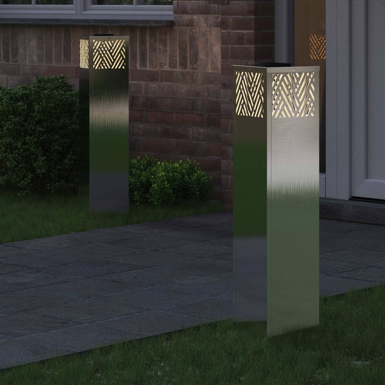 vidaXL Słoneczna LED lampa na ścieżkę 2 pcs Srebrny Stal nierdzewna