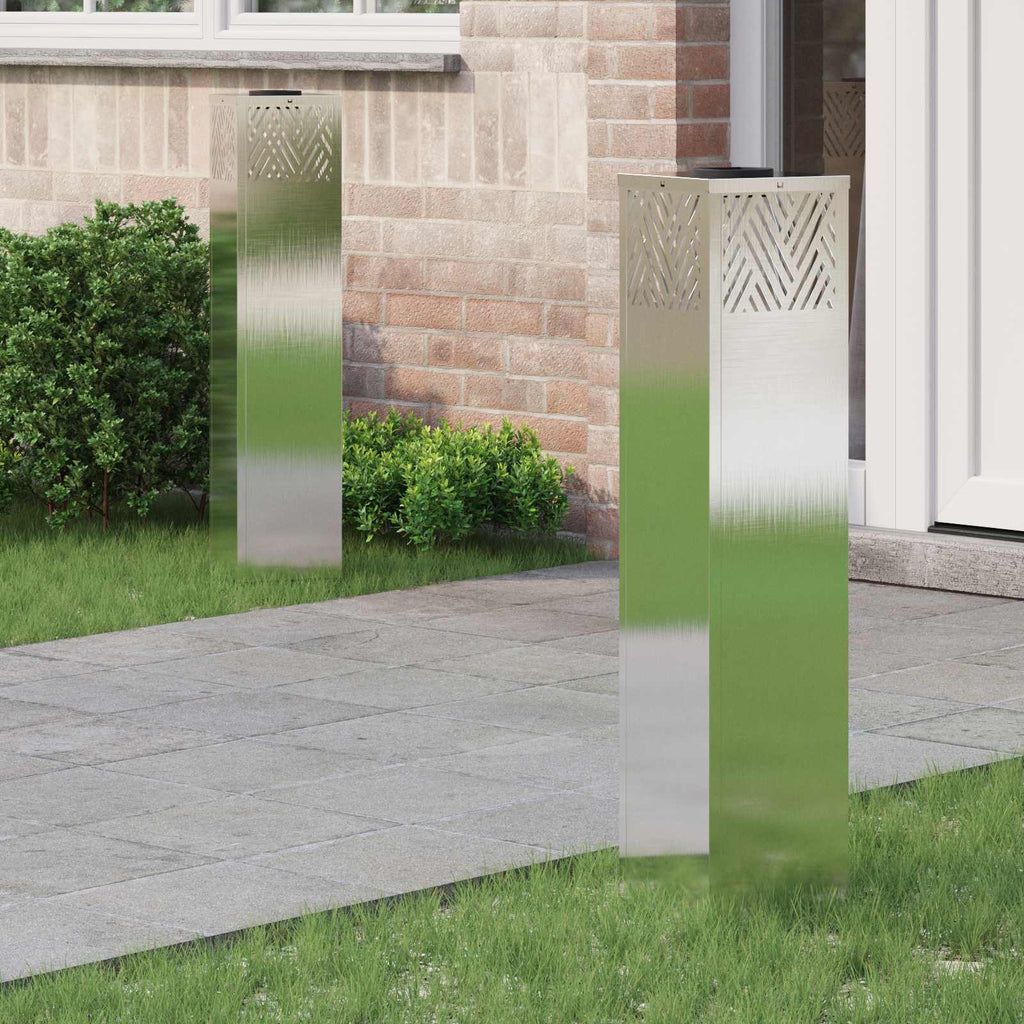 vidaXL Słoneczna LED lampa na ścieżkę 2 pcs Srebrny Stal nierdzewna