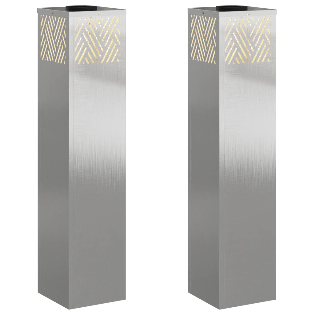 vidaXL Słoneczna LED lampa na ścieżkę 2 pcs Srebrny Stal nierdzewna