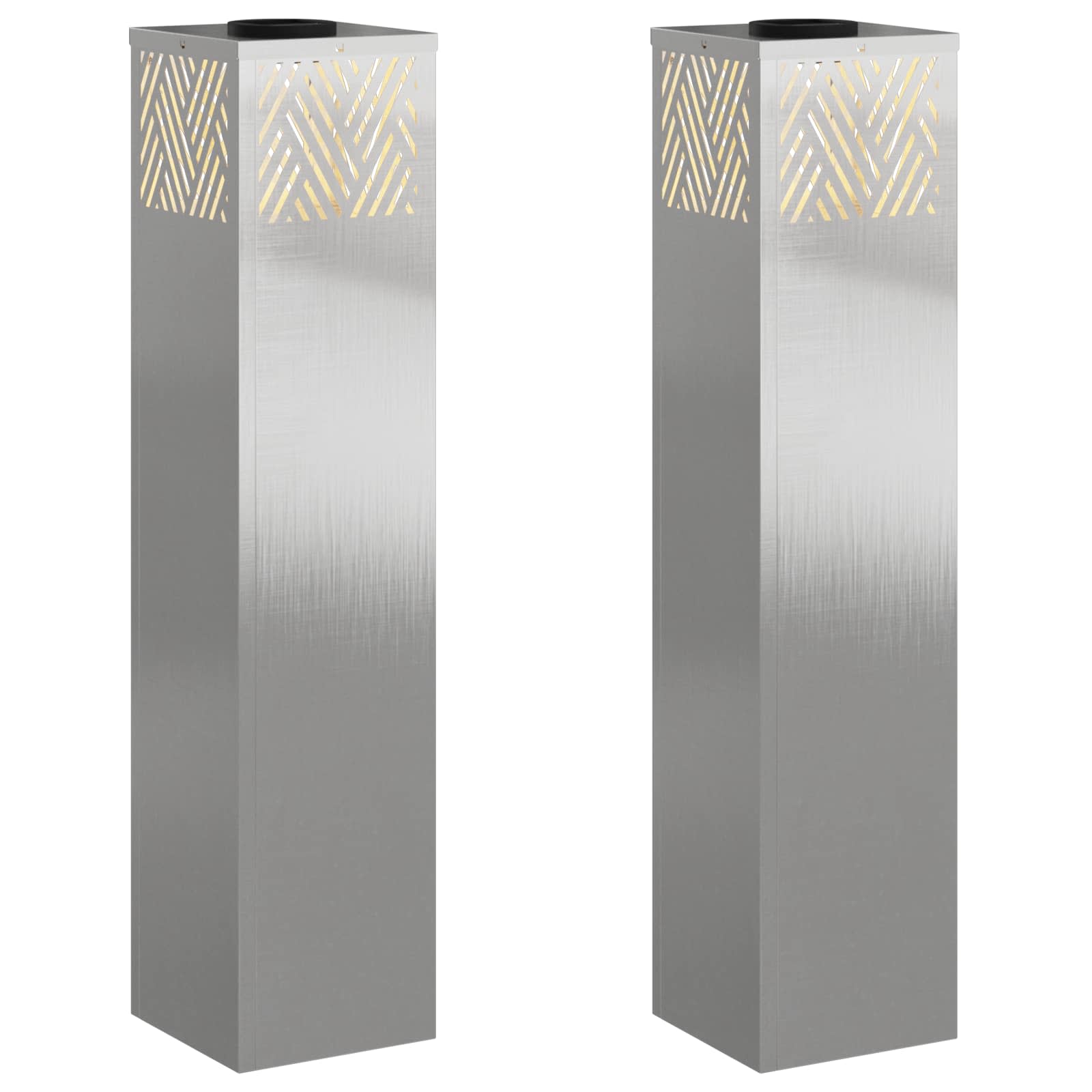 vidaXL Słoneczna LED lampa na ścieżkę 2 pcs Srebrny Stal nierdzewna