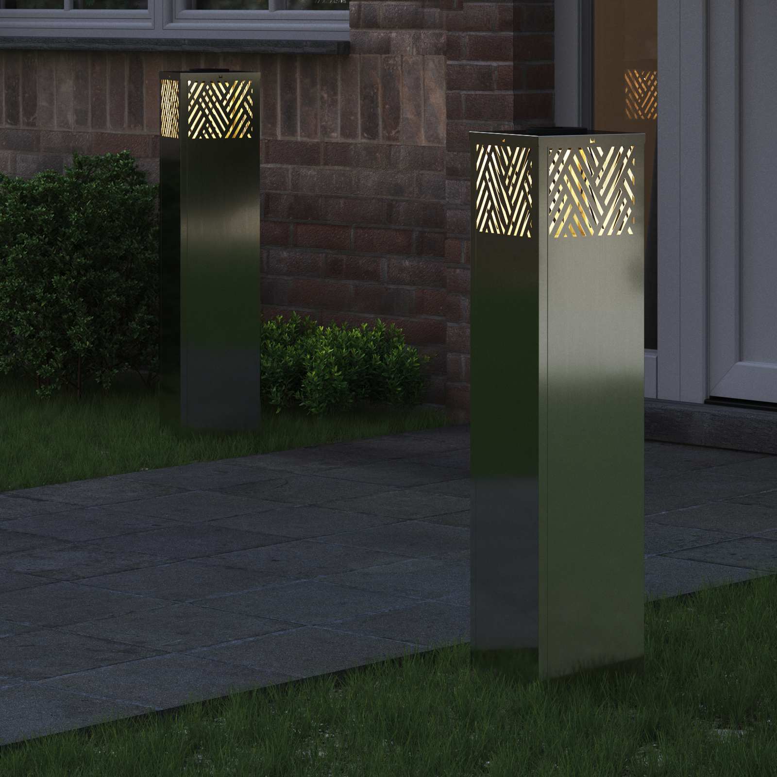 vidaXL Słoneczna LED lampa na ścieżkę 2 pcs Srebrny Galwanizowany