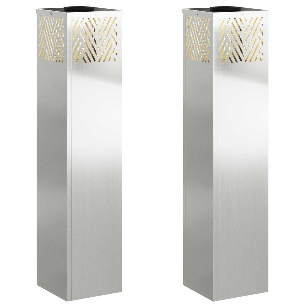vidaXL Słoneczna LED lampa na ścieżkę 2 pcs Srebrny Galwanizowany