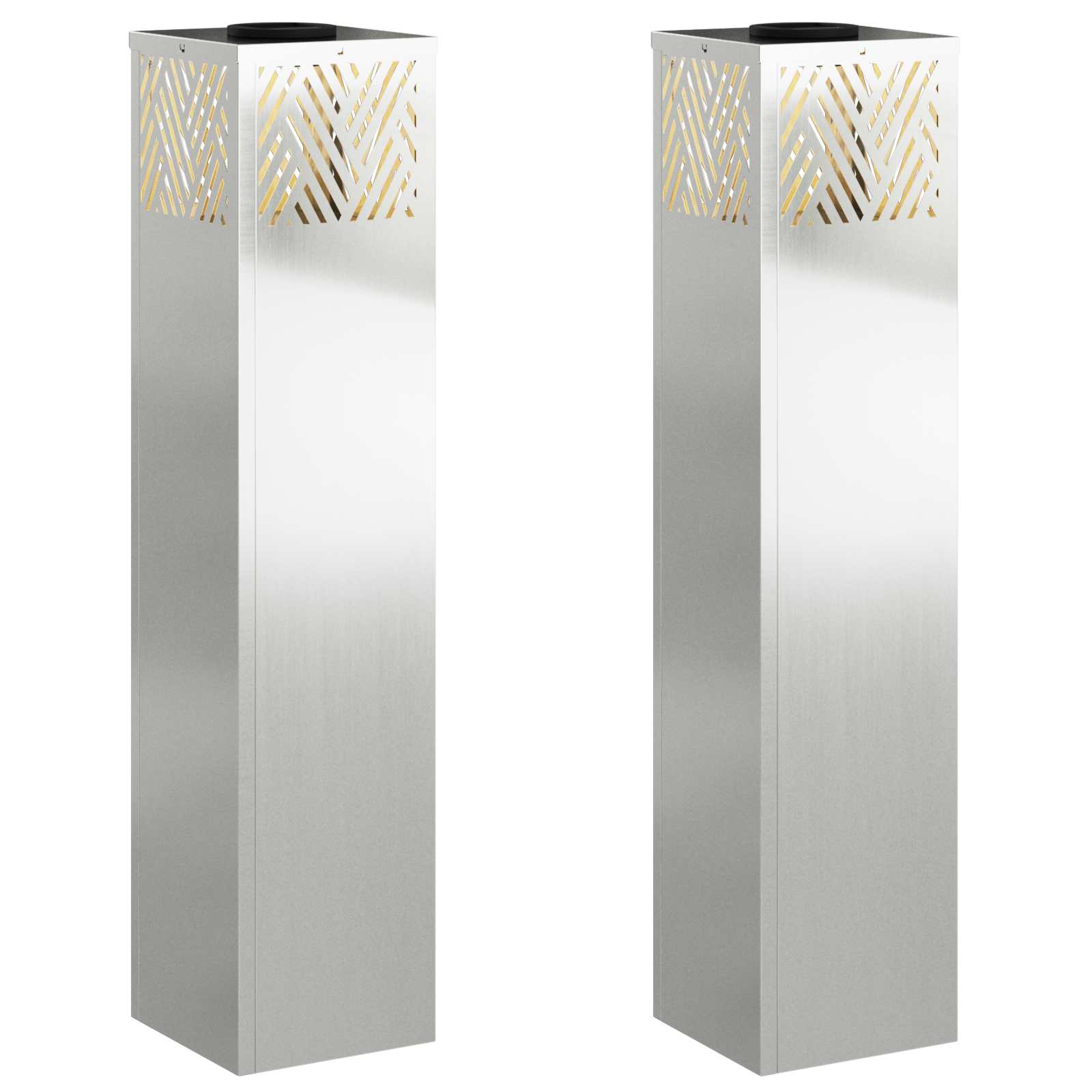 vidaXL Słoneczna LED lampa na ścieżkę 2 pcs Srebrny Galwanizowany