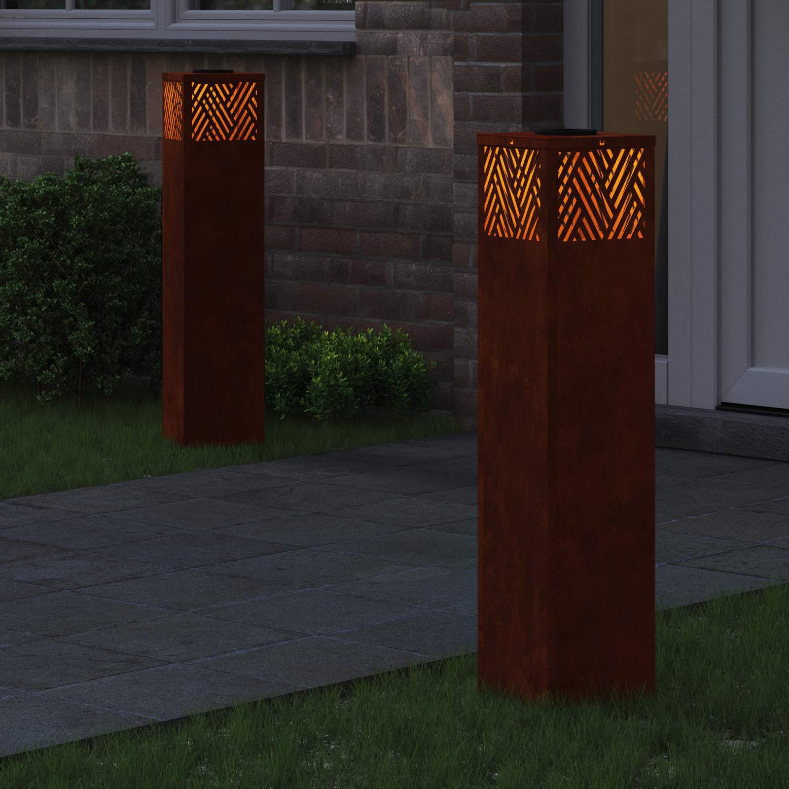 vidaXL Słoneczna LED lampa na ścieżkę 2 pcs kolor bronzu