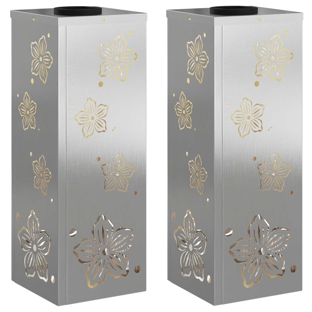 vidaXL Słoneczna LED lampa na ścieżkę 2 pcs Srebrny Stal nierdzewna