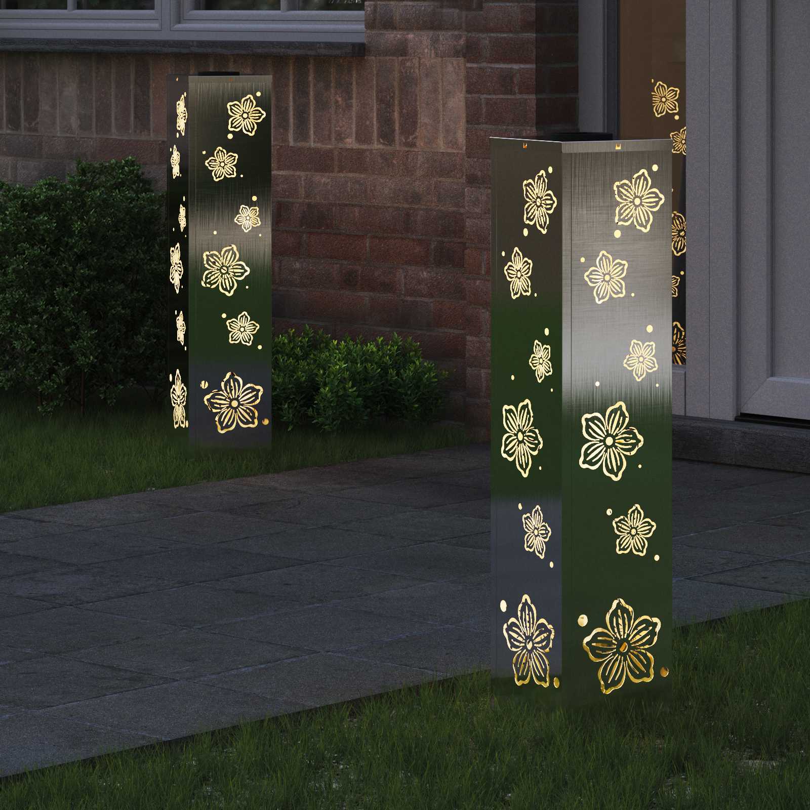 vidaXL Słoneczna LED lampa na ścieżkę 2 pcs Srebrny Stal nierdzewna