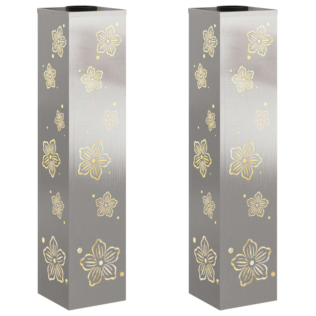vidaXL Słoneczna LED lampa na ścieżkę 2 pcs Srebrny Stal nierdzewna