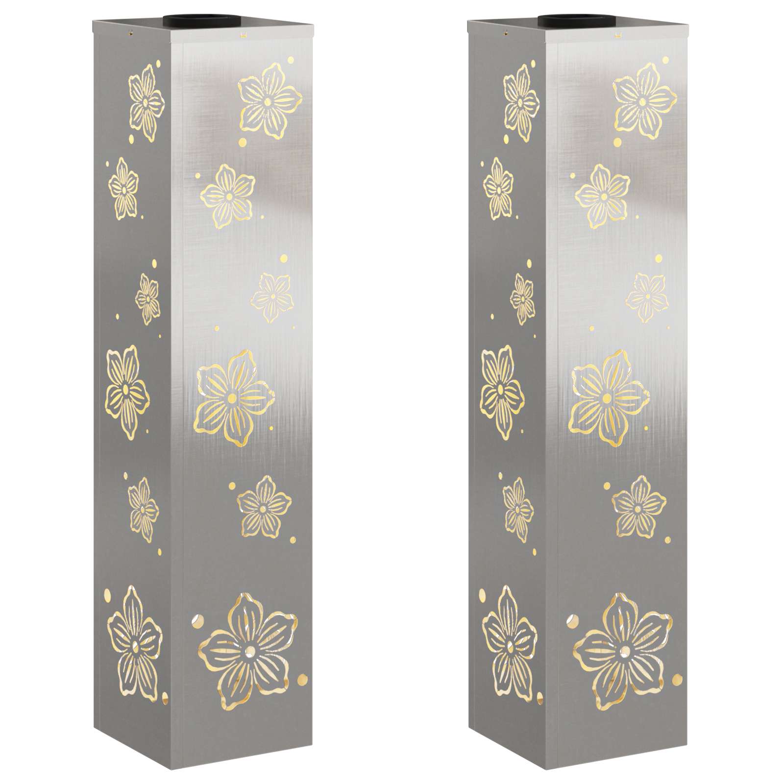 vidaXL Słoneczna LED lampa na ścieżkę 2 pcs Srebrny Stal nierdzewna