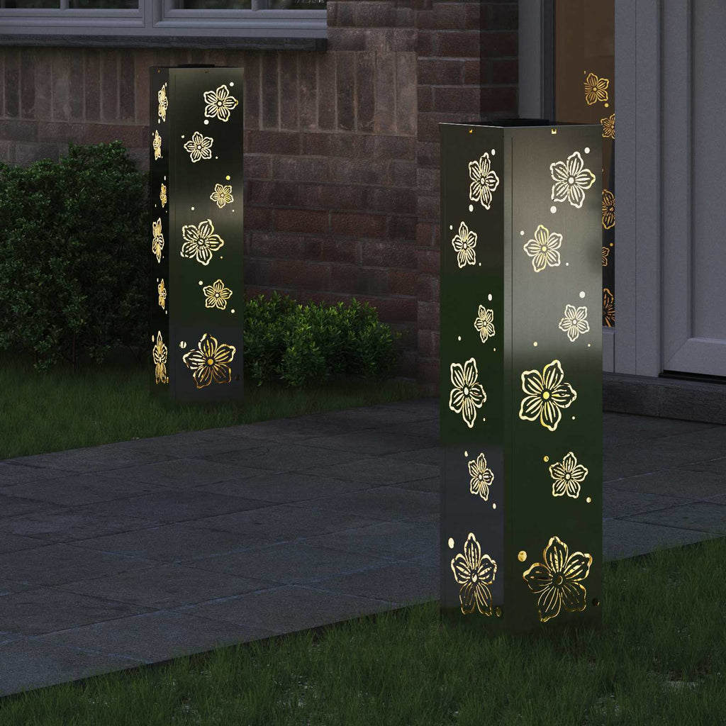 vidaXL Słoneczna LED lampa na ścieżkę 2 pcs Srebrny Stal ocynkowana