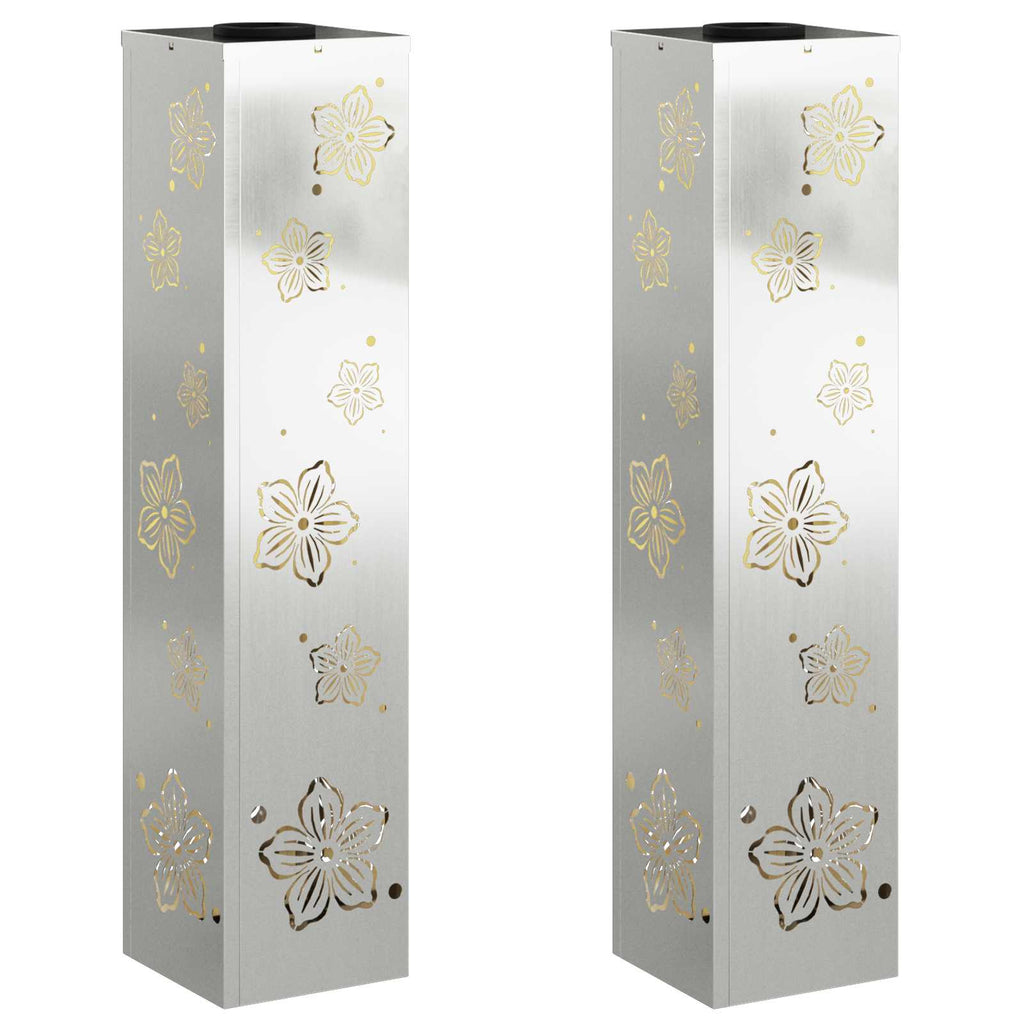 vidaXL Słoneczna LED lampa na ścieżkę 2 pcs Srebrny Stal ocynkowana