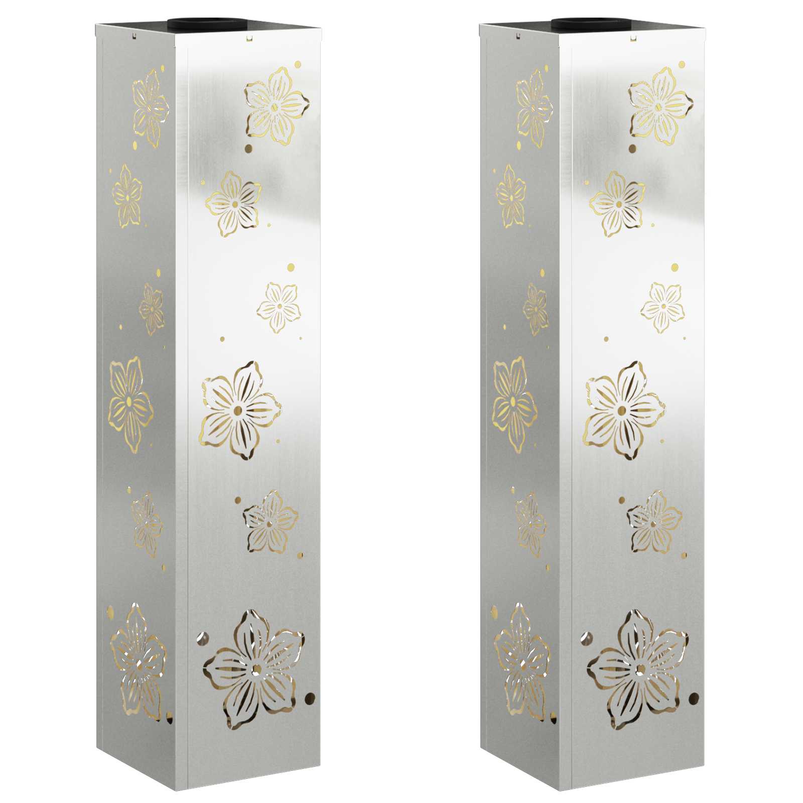 vidaXL Słoneczna LED lampa na ścieżkę 2 pcs Srebrny Stal ocynkowana
