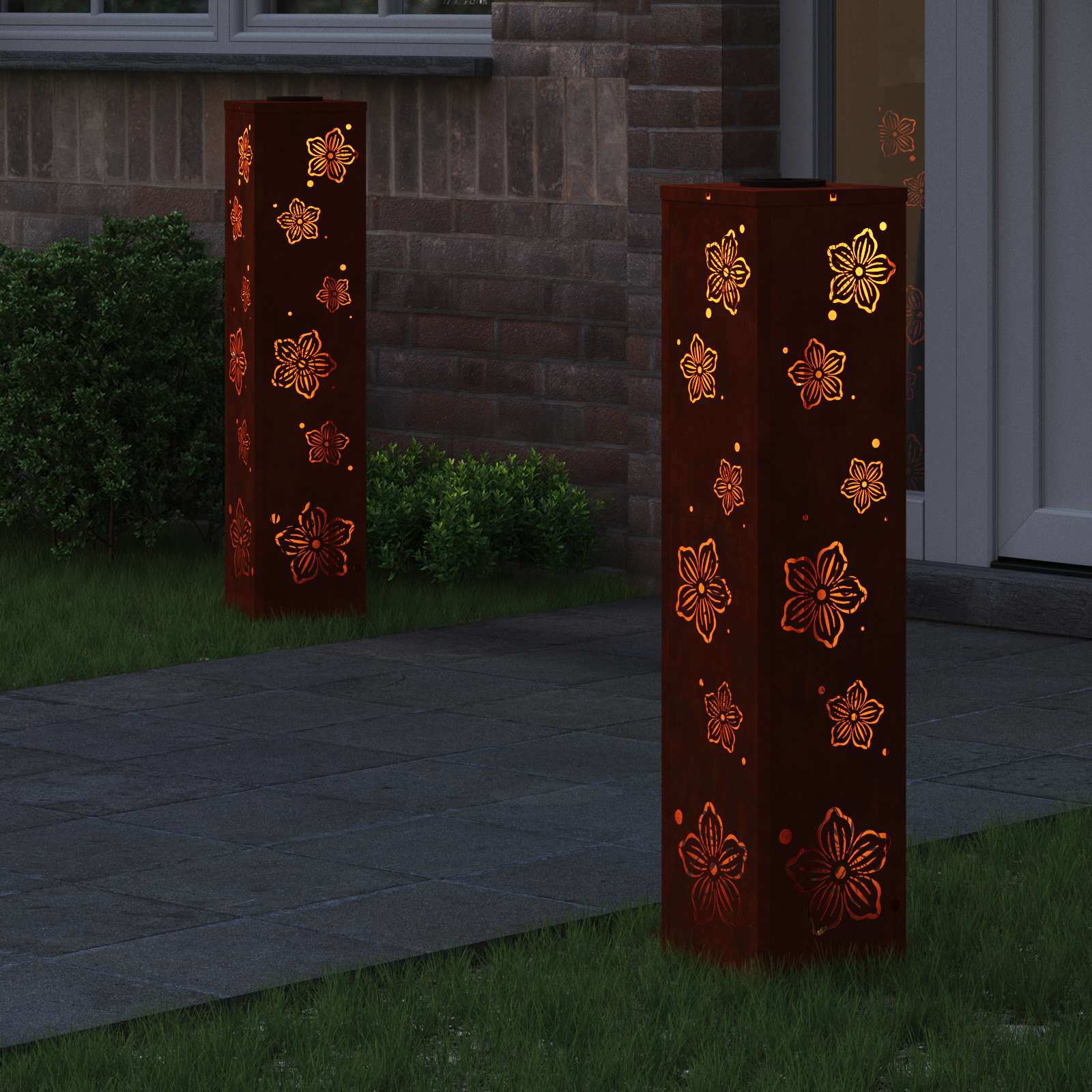 vidaXL Słoneczna LED lampa na ścieżkę 2 pcs Rdzawy