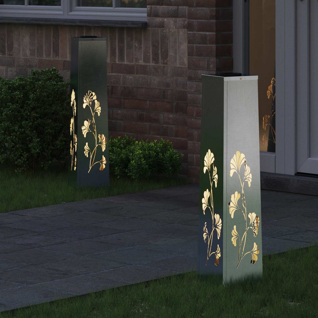 vidaXL Słoneczna LED lampa na ścieżkę 2 pcs Srebrny Stal nierdzewna