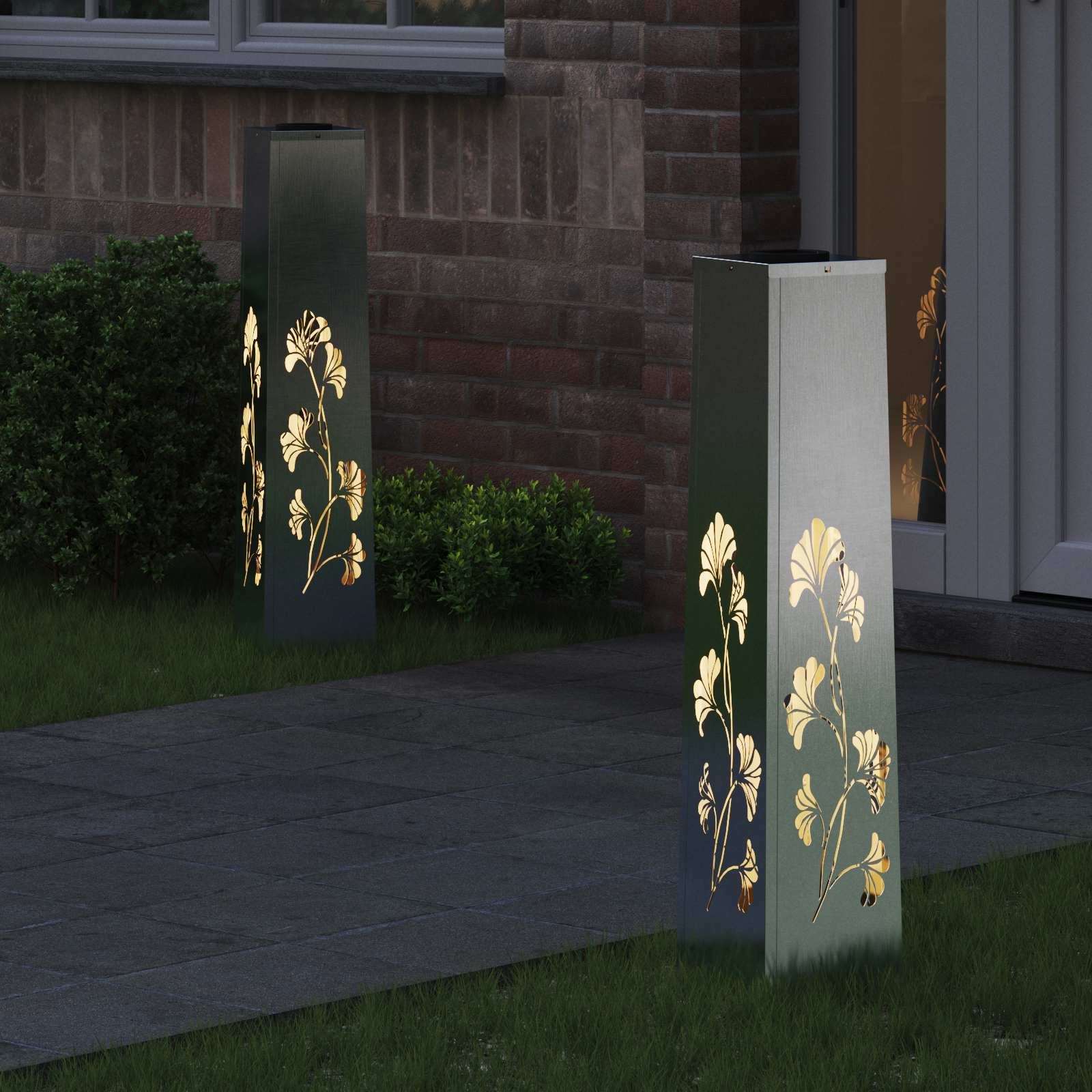vidaXL Słoneczna LED lampa na ścieżkę 2 pcs Srebrny Stal nierdzewna