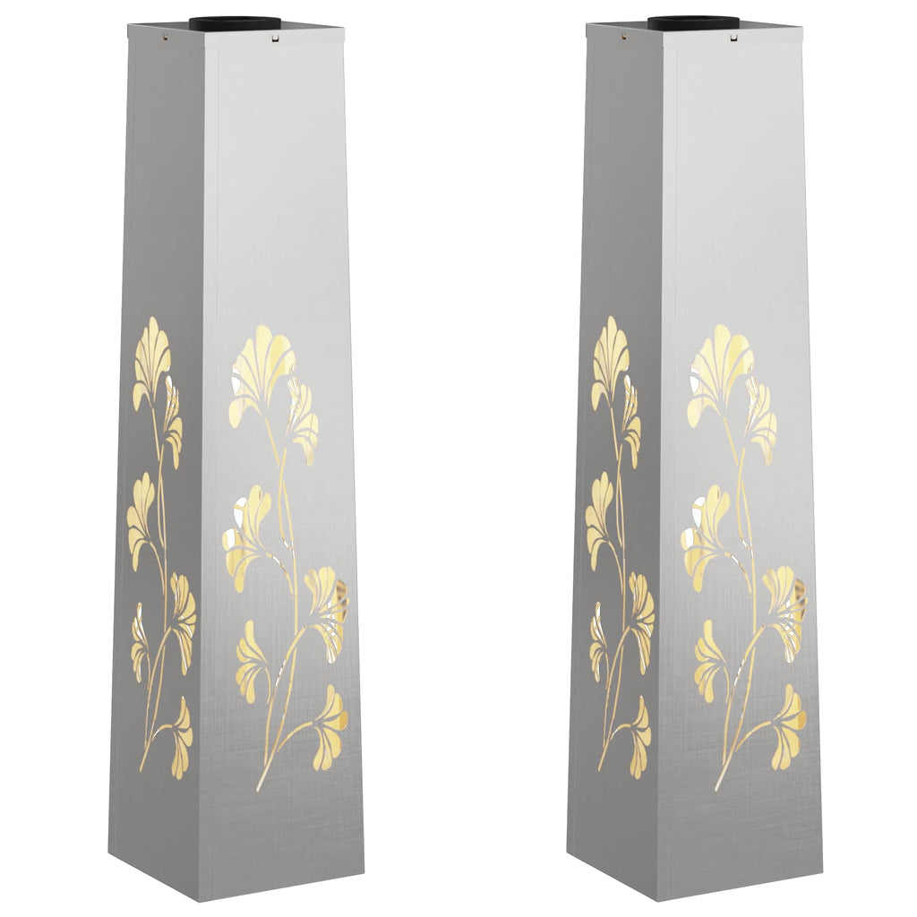 vidaXL Słoneczna LED lampa na ścieżkę 2 pcs Srebrny Stal nierdzewna