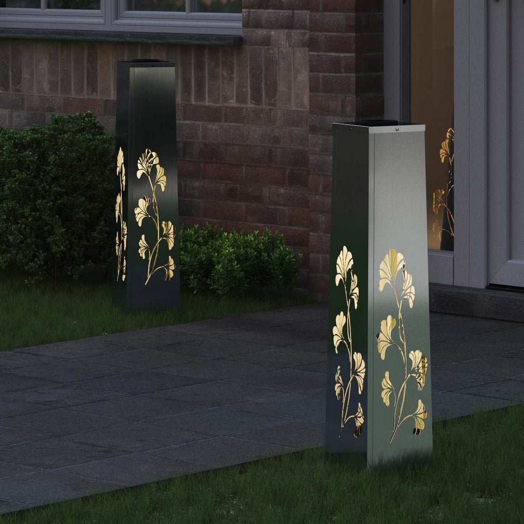 vidaXL Słoneczna LED lampa na ścieżkę 2 pcs Srebrny Stal ocynkowana
