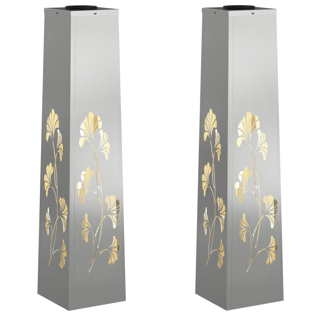 vidaXL Słoneczna LED lampa na ścieżkę 2 pcs Srebrny Stal ocynkowana