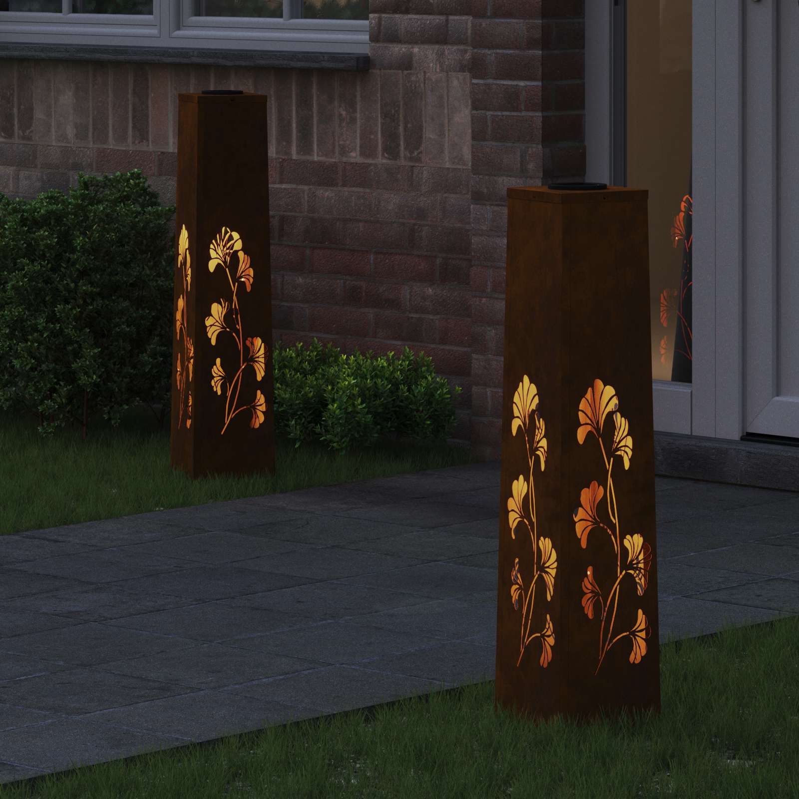vidaXL Słoneczna LED lampa na ścieżkę 2 pcs Rdzawy