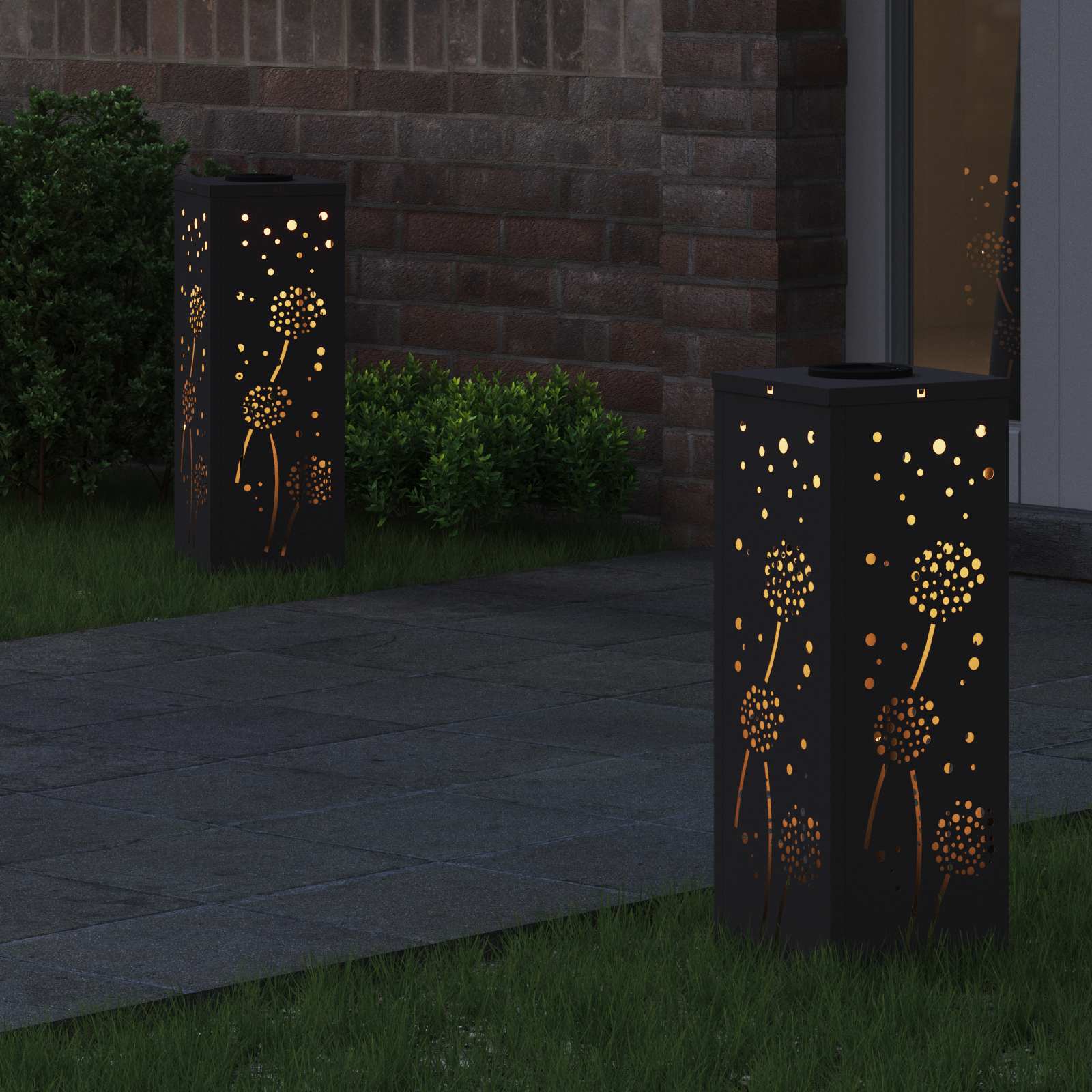 vidaXL Słoneczna LED lampa na ścieżkę 2 pcs Czarny