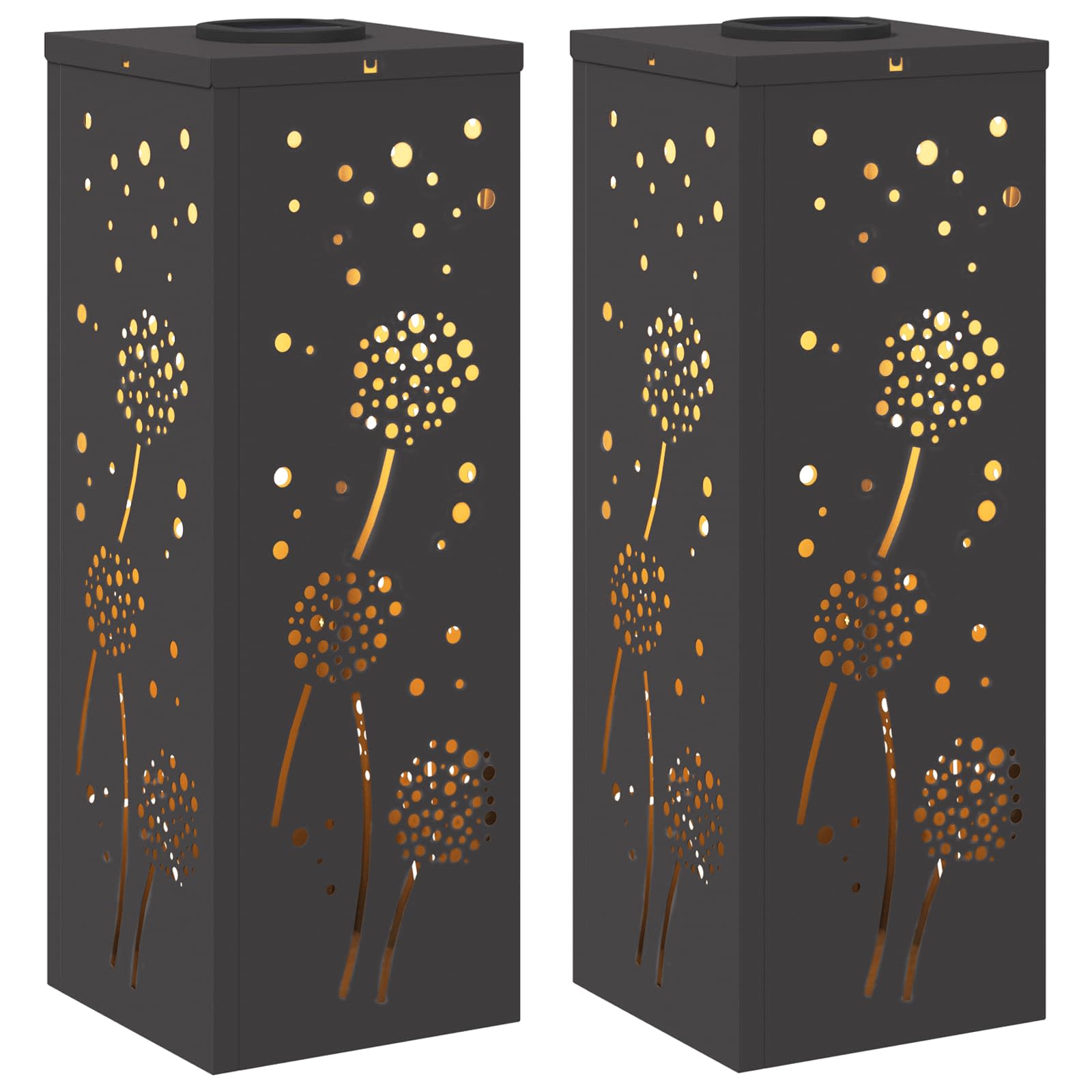 vidaXL Słoneczna LED lampa na ścieżkę 2 pcs Czarny