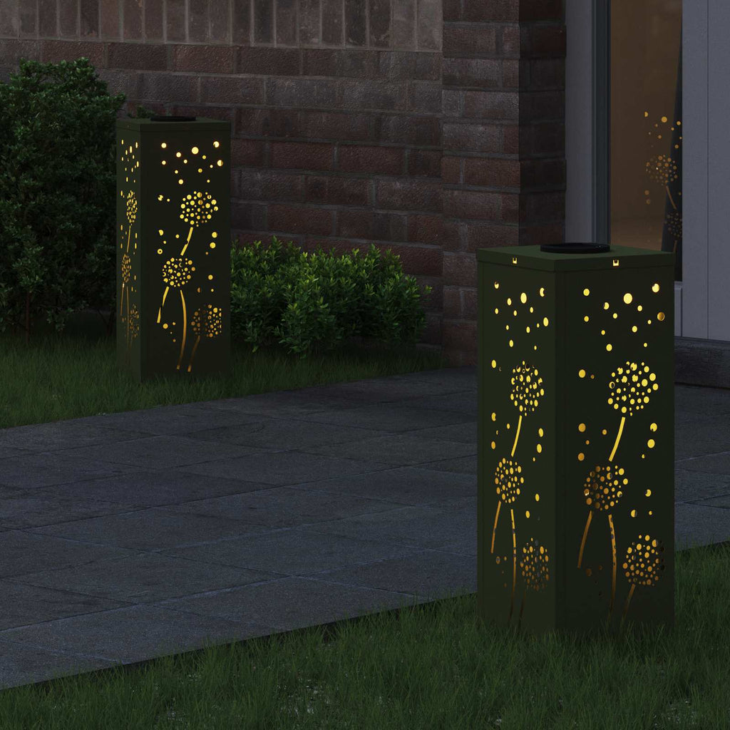 vidaXL Słoneczna LED lampa na ścieżkę 2 pcs Zielony oliwkowy