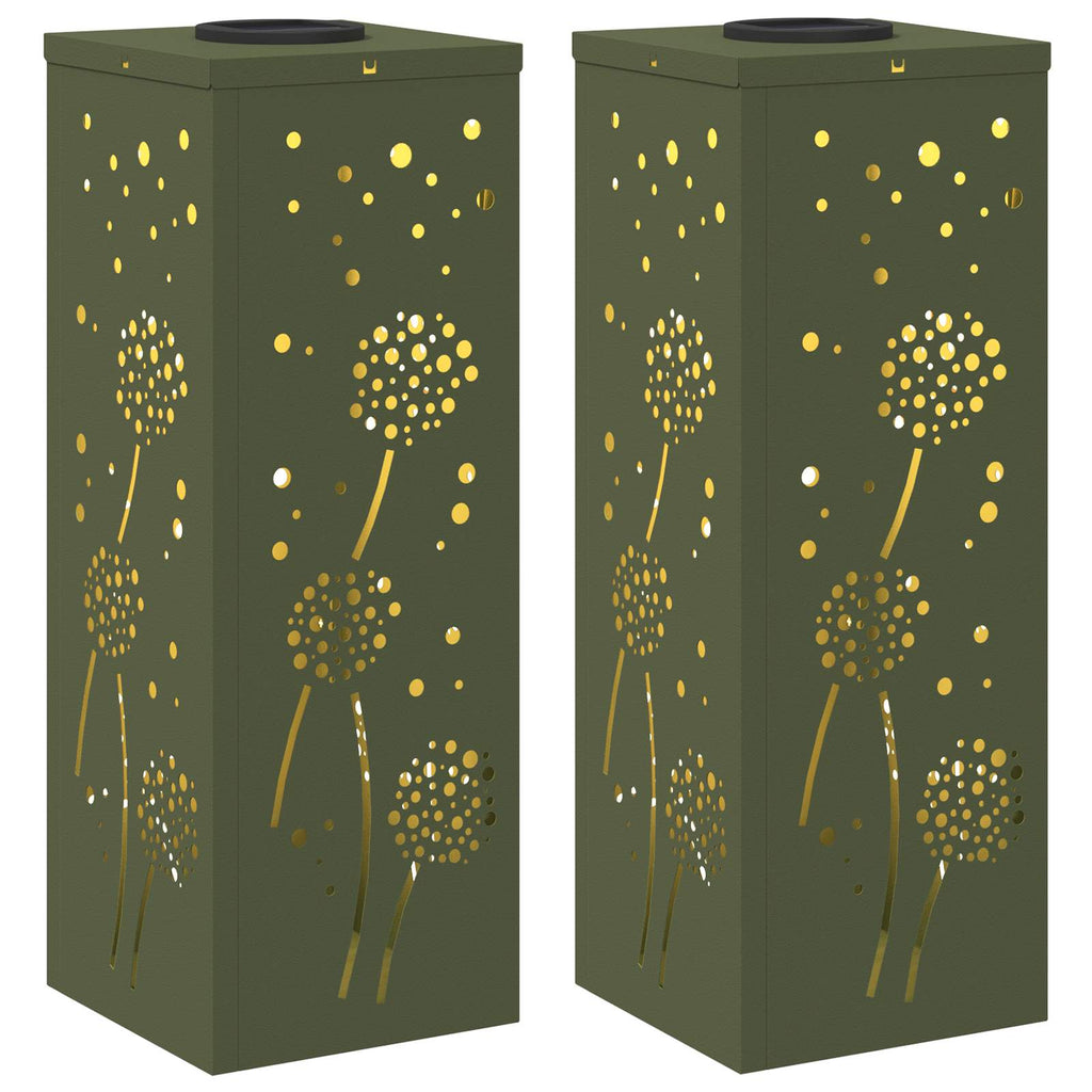 vidaXL Słoneczna LED lampa na ścieżkę 2 pcs Zielony oliwkowy