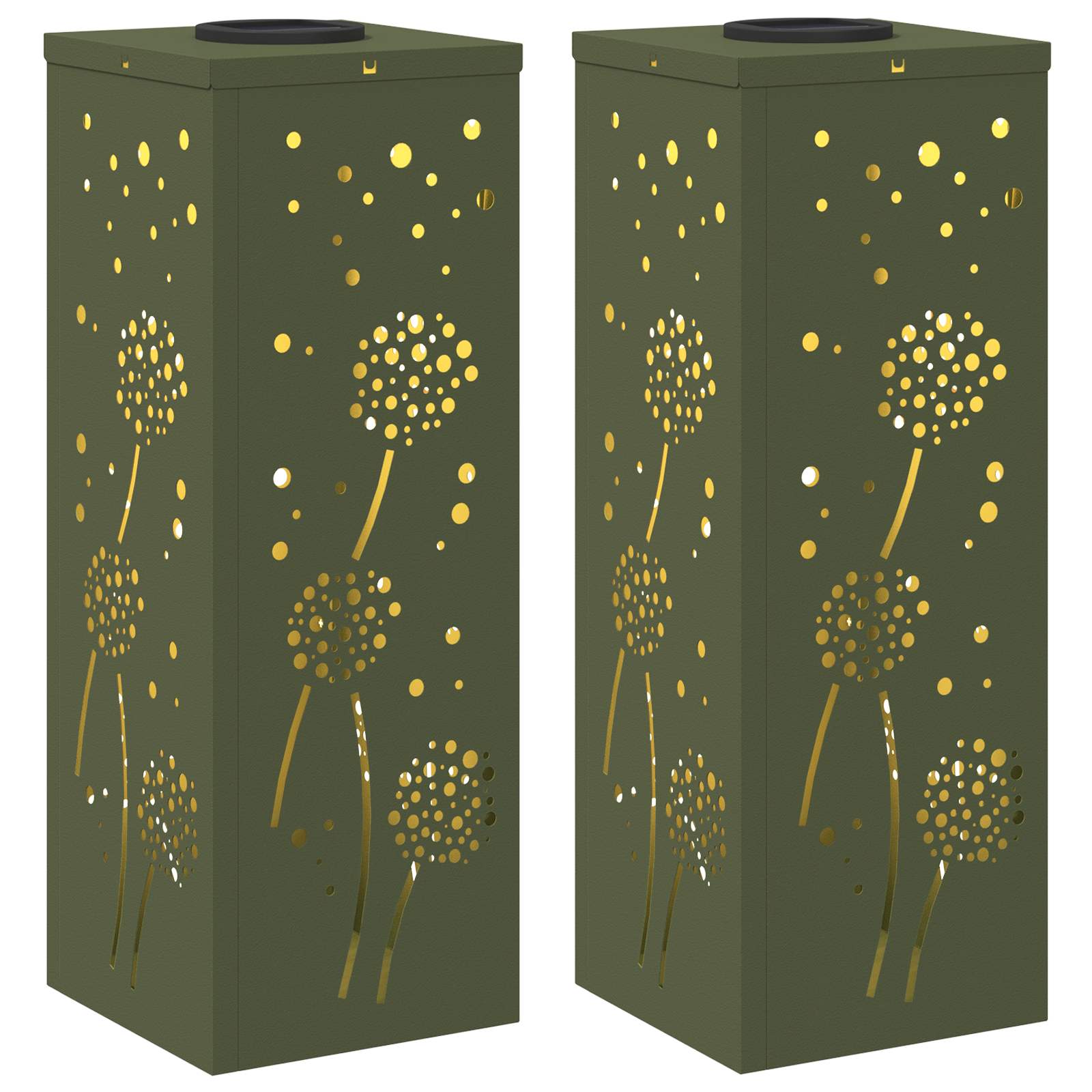 vidaXL Słoneczna LED lampa na ścieżkę 2 pcs Zielony oliwkowy