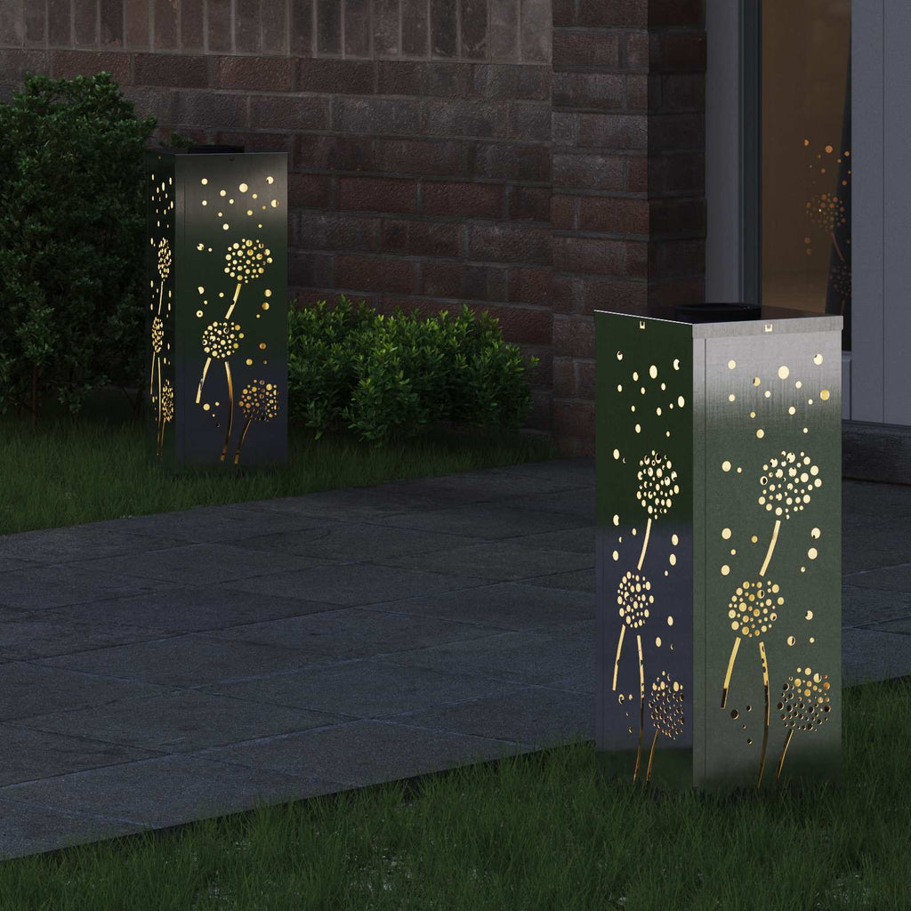 vidaXL Słoneczna LED lampa na ścieżkę 2 pcs Srebrny Stal nierdzewna