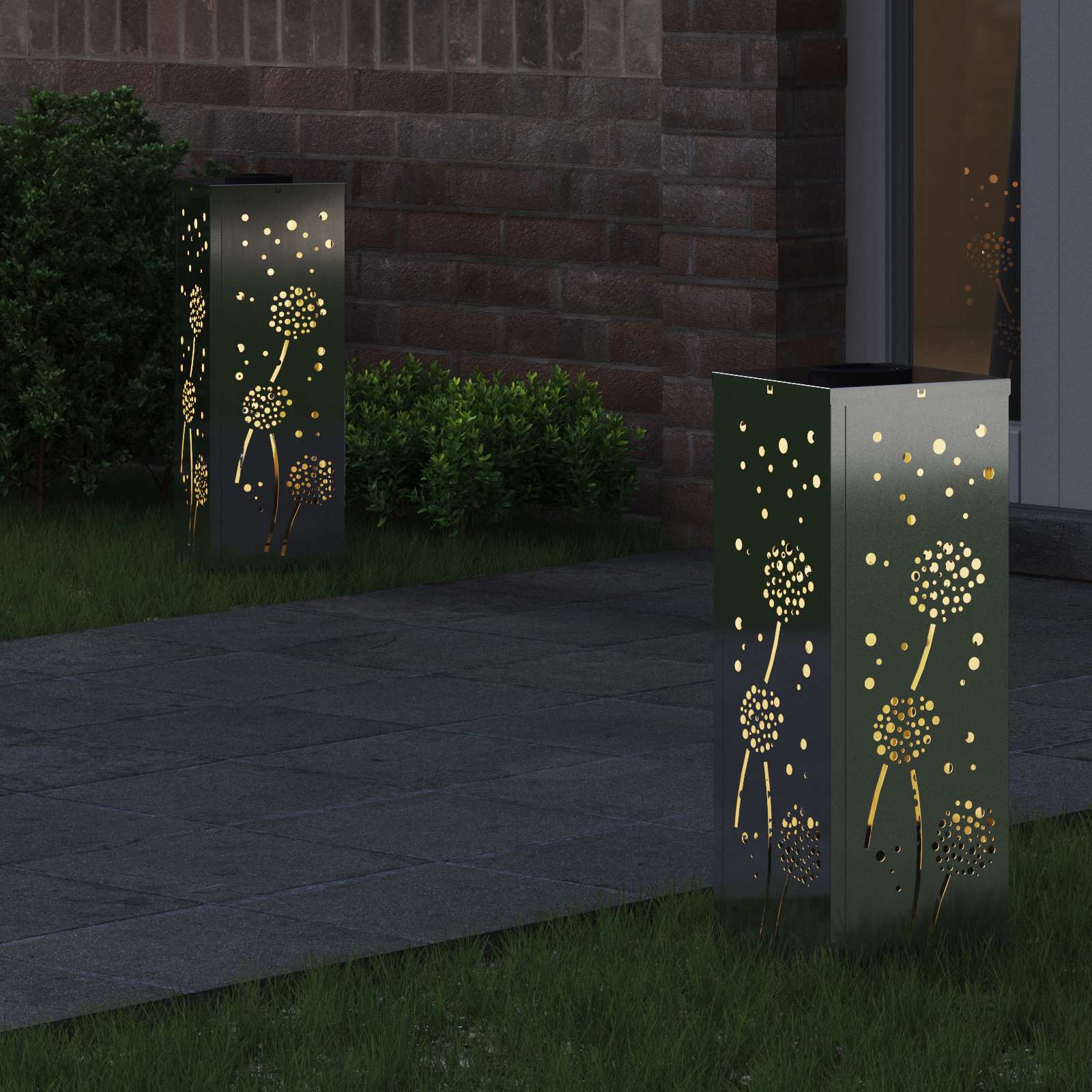 vidaXL Słoneczna LED lampa na ścieżkę 2 pcs Srebrny Stal ocynkowana