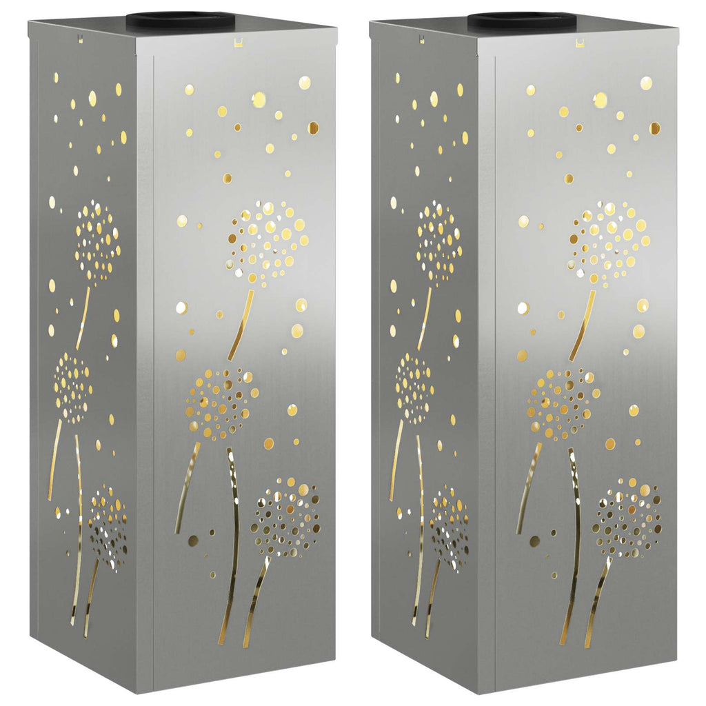 vidaXL Słoneczna LED lampa na ścieżkę 2 pcs Srebrny Stal ocynkowana