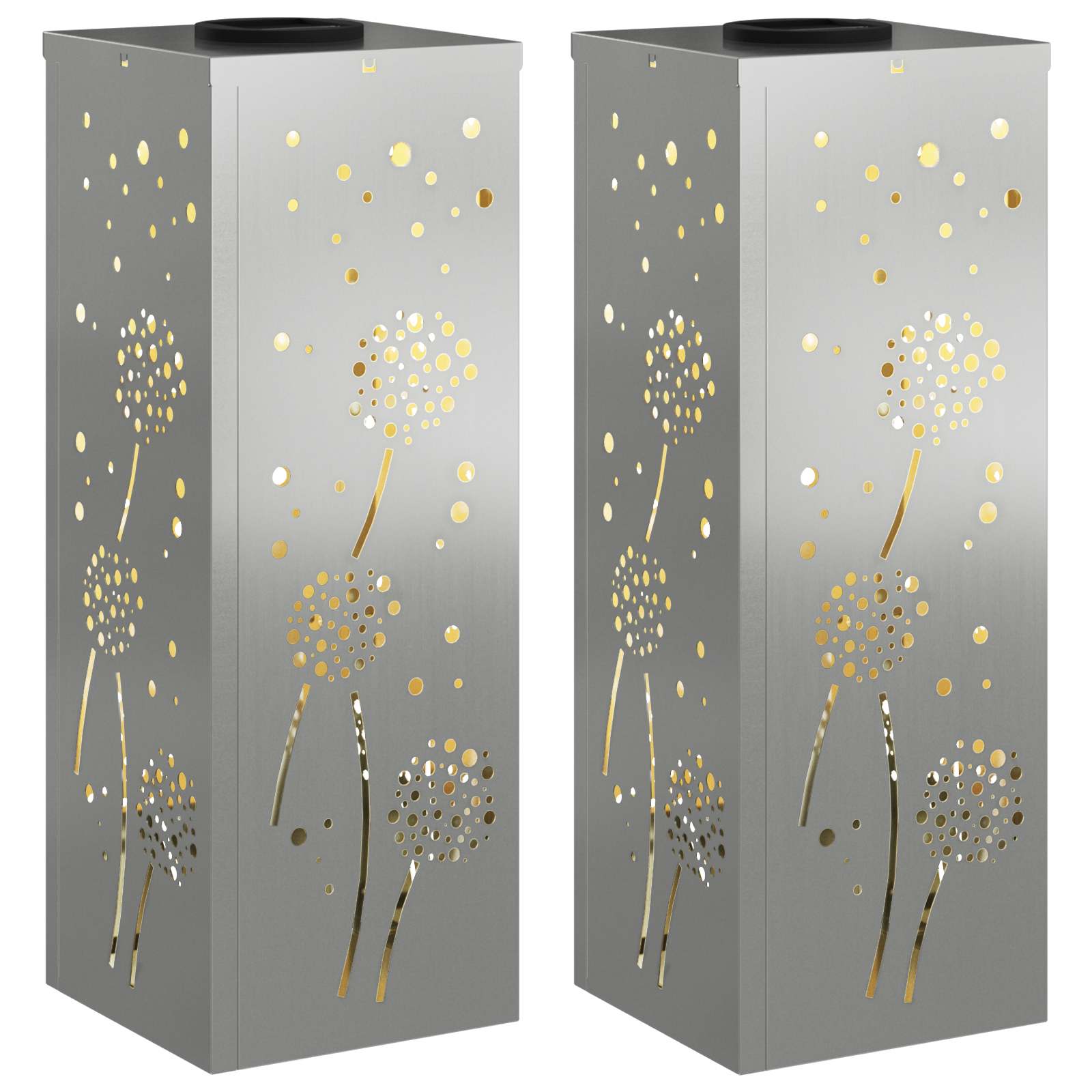 vidaXL Słoneczna LED lampa na ścieżkę 2 pcs Srebrny Stal ocynkowana