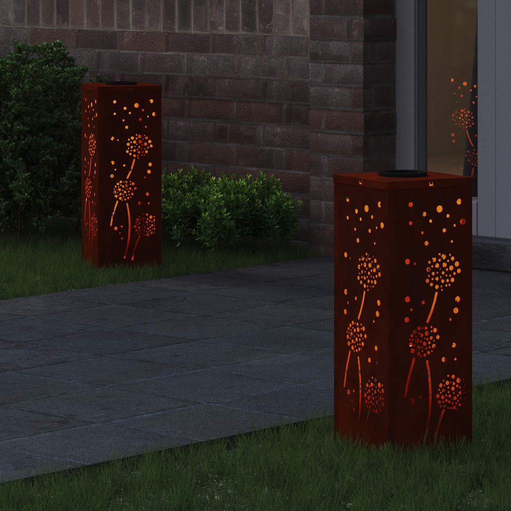 vidaXL Słoneczna LED lampa na ścieżkę 2 pcs Rdzawy