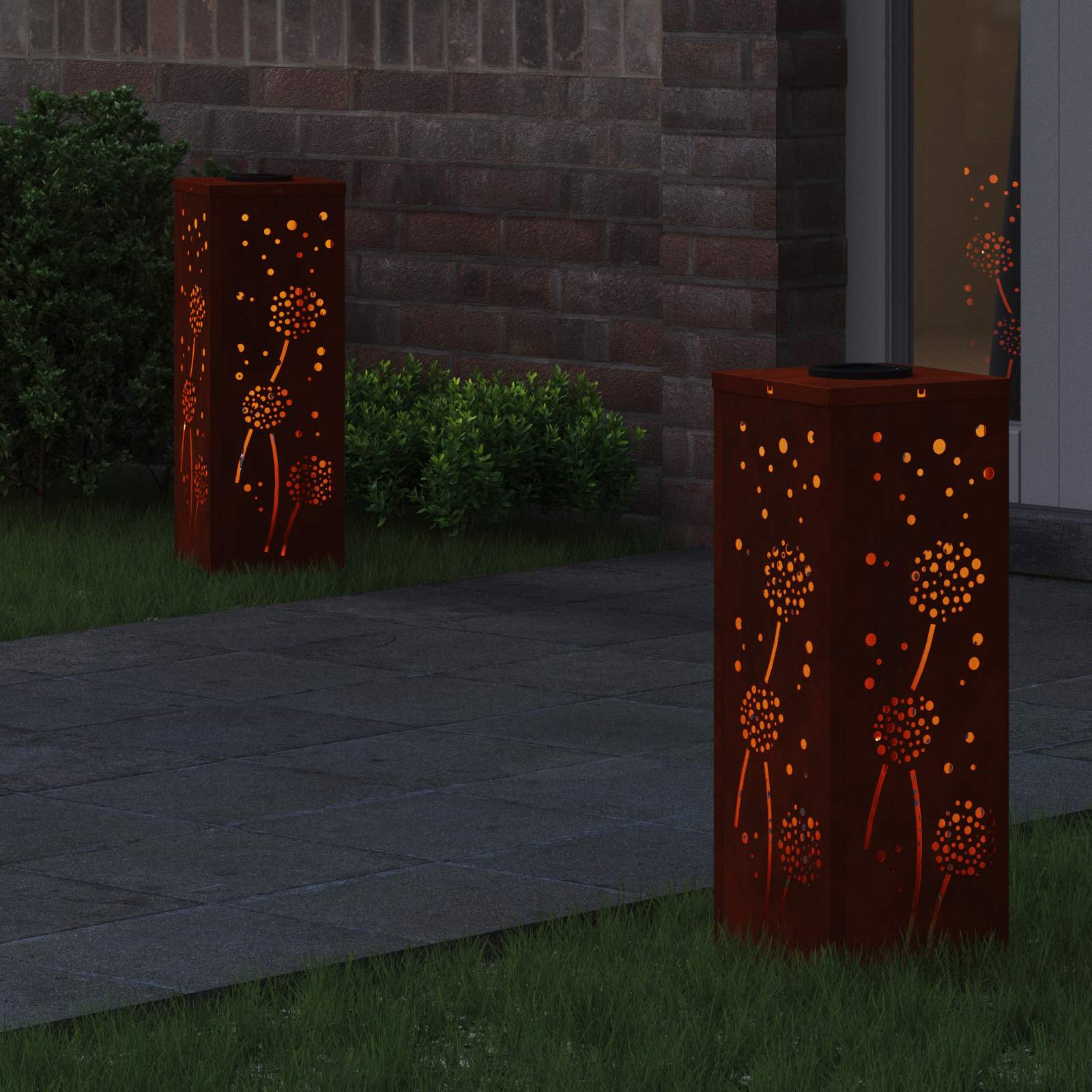 vidaXL Słoneczna LED lampa na ścieżkę 2 pcs Rdzawy