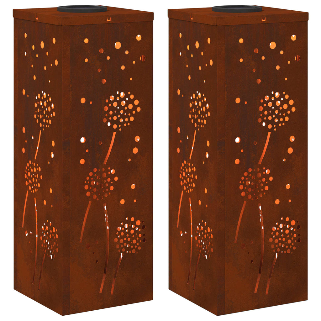 vidaXL Słoneczna LED lampa na ścieżkę 2 pcs Rdzawy