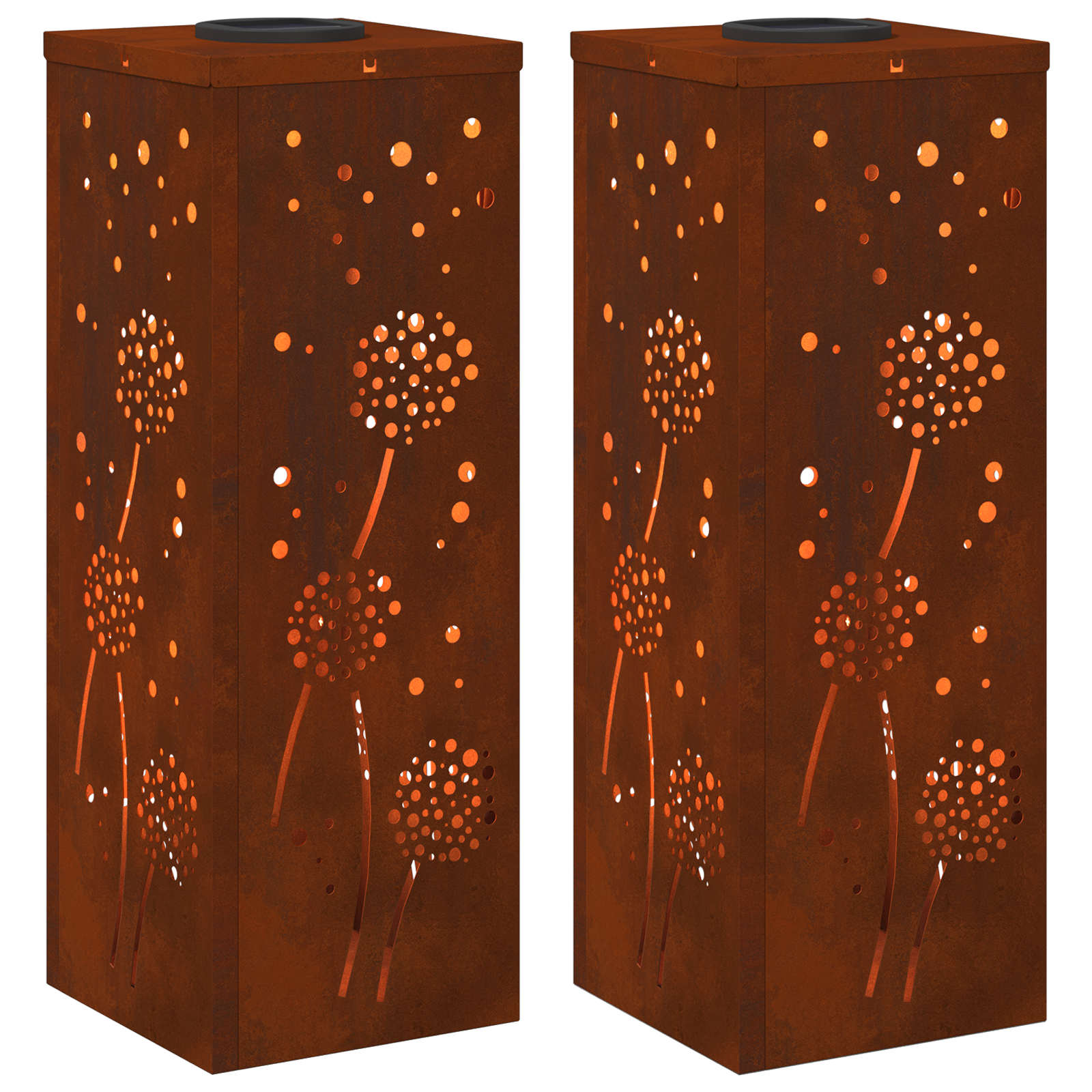 vidaXL Słoneczna LED lampa na ścieżkę 2 pcs Rdzawy