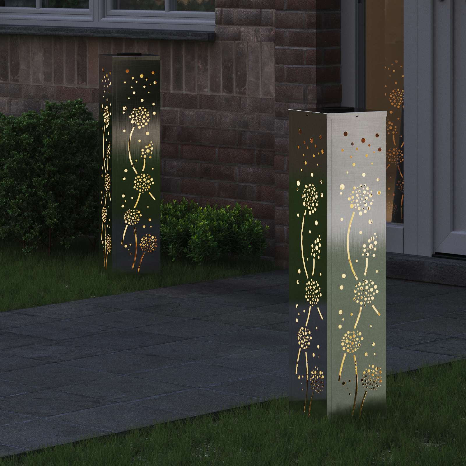 vidaXL Słoneczna LED lampa na ścieżkę 2 pcs Srebrny Stal nierdzewna