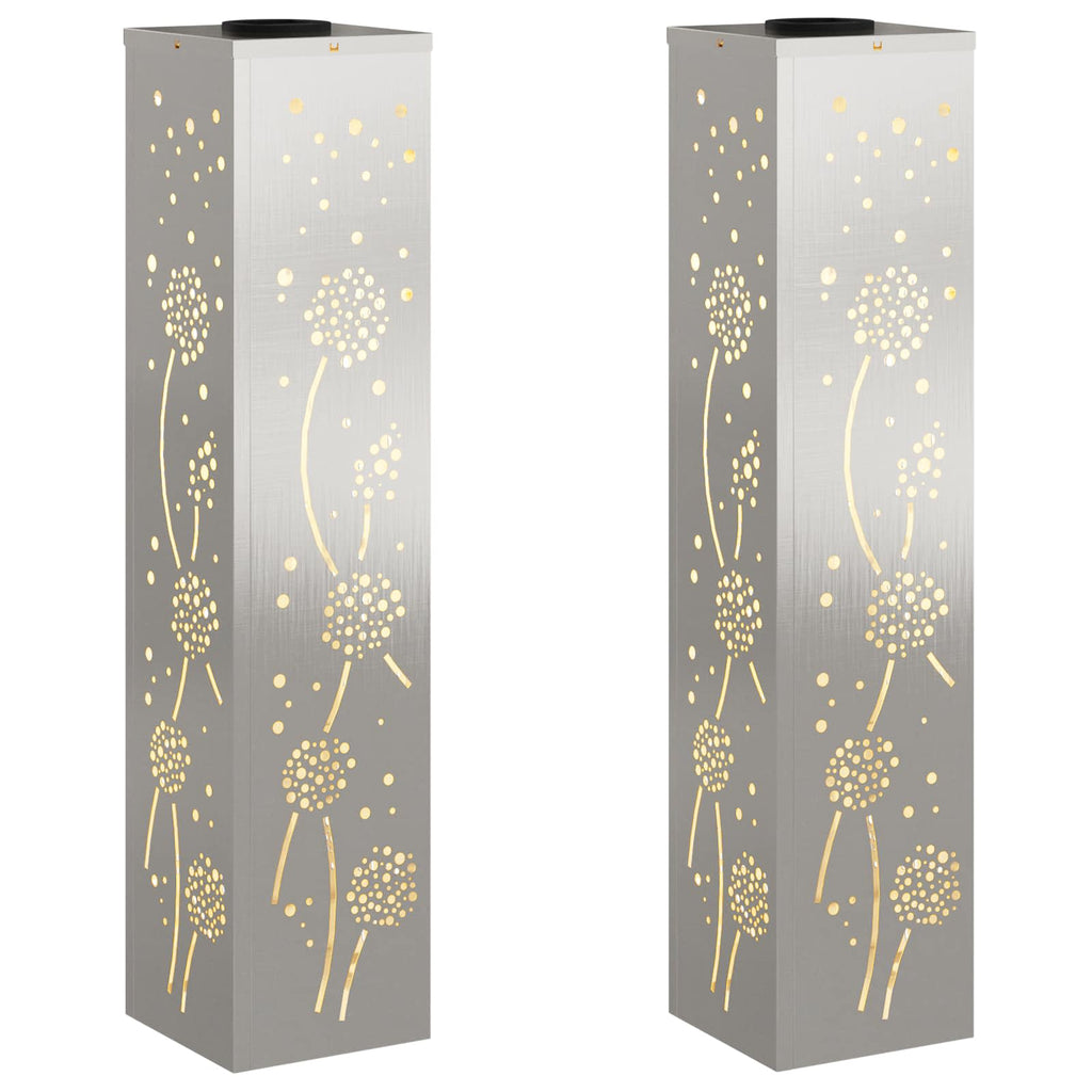 vidaXL Słoneczna LED lampa na ścieżkę 2 pcs Srebrny Stal nierdzewna