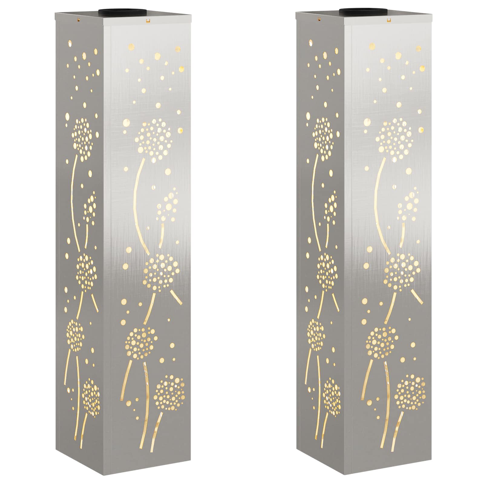 vidaXL Słoneczna LED lampa na ścieżkę 2 pcs Srebrny Stal nierdzewna