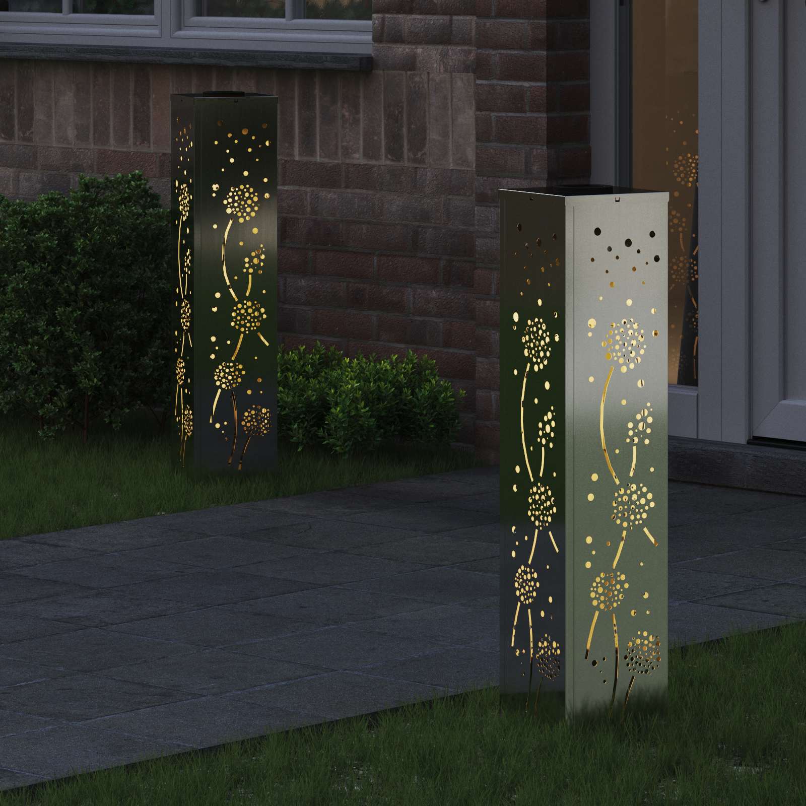 vidaXL Słoneczna LED lampa na ścieżkę 2 pcs Rdzawy Galwanizowany