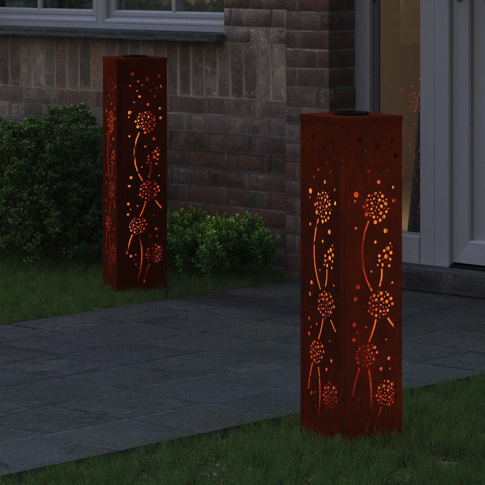 vidaXL Słoneczna LED lampa na ścieżkę 2 pcs Rdzawy