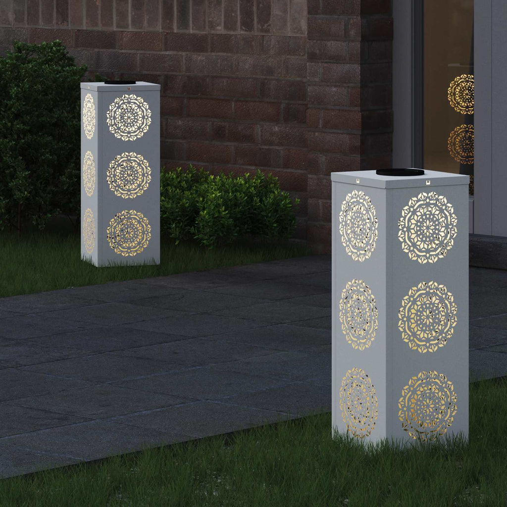 vidaXL Słoneczna LED lampa na ścieżkę 2 pcs Biały