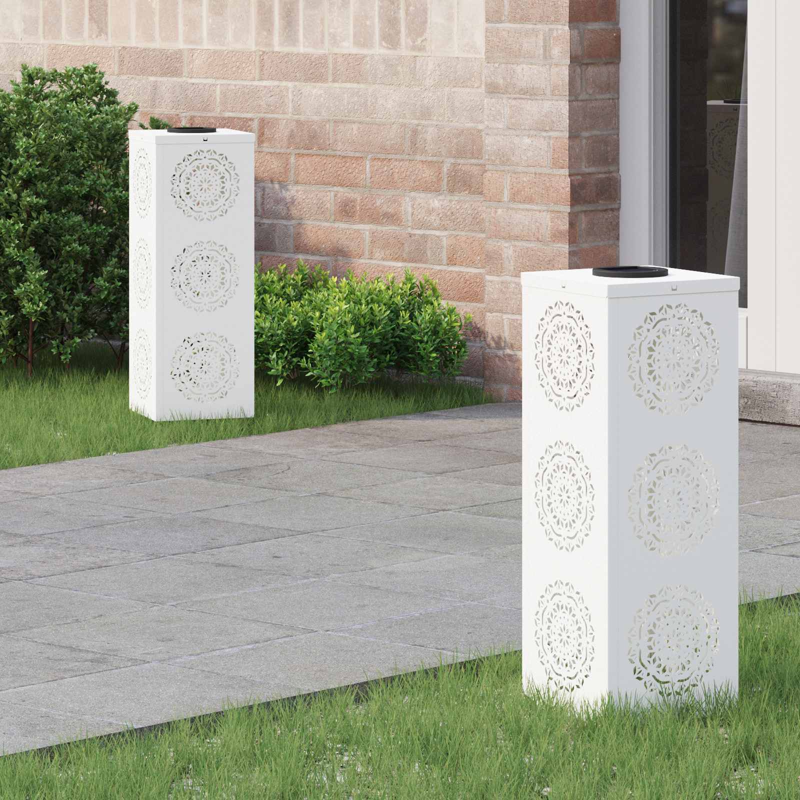 vidaXL Słoneczna LED lampa na ścieżkę 2 pcs Biały